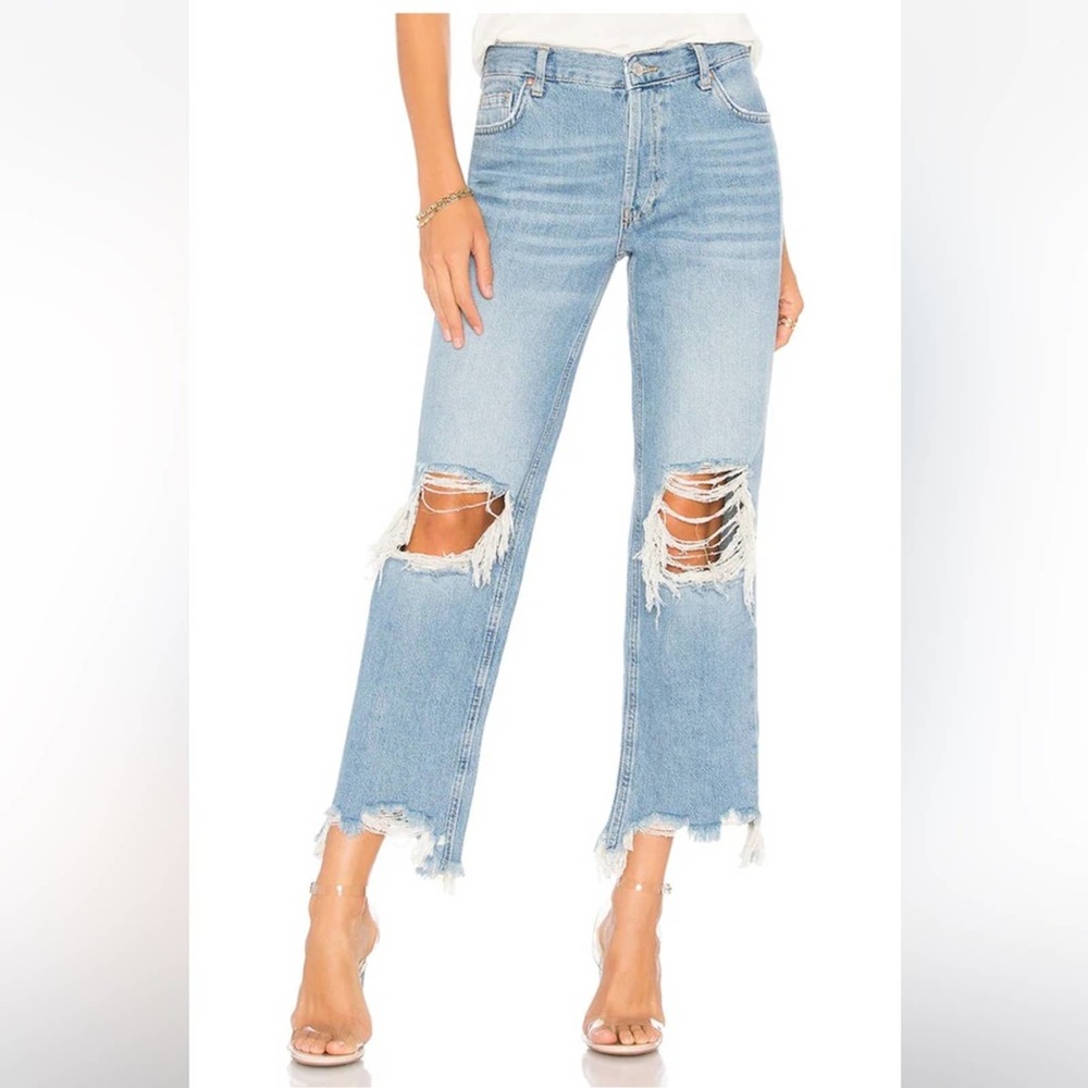NWT Free People x We The Free Maggie Straight Jean in Light Stone 28